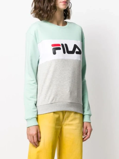 Shop Fila Colourblock Logo Sweatshirt In Grey ,green