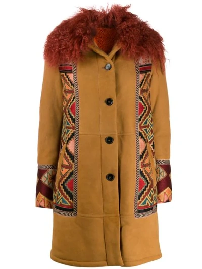 Shop Etro Tribal Pattern Detail Coat In Neutrals