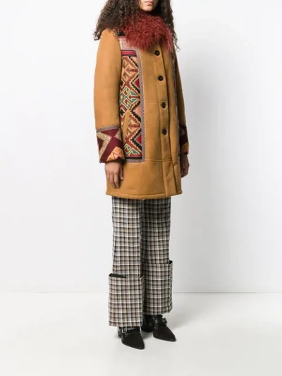 Shop Etro Tribal Pattern Detail Coat In Neutrals