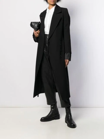 Shop Ann Demeulemeester Concealed Fastening Double-breasted Coat In Black