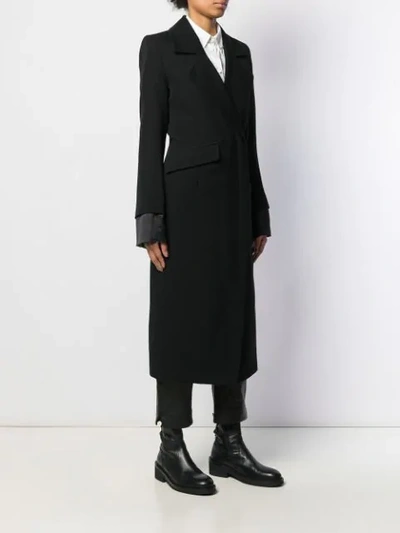 Shop Ann Demeulemeester Concealed Fastening Double-breasted Coat In Black