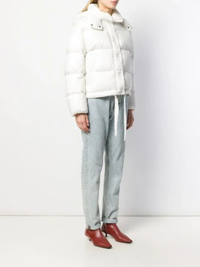 Shop Moncler Drawstring Hem Puffer Jacket In White