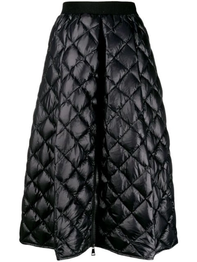 Shop Moncler A-line Quilted Skirt In Black