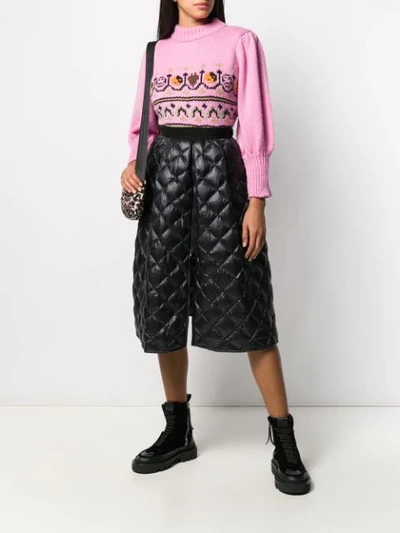 Shop Moncler A-line Quilted Skirt In Black