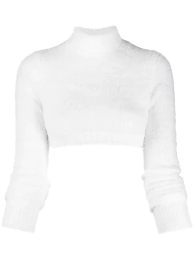 Shop Versace Jeans Couture Cropped Knit Sweater In White