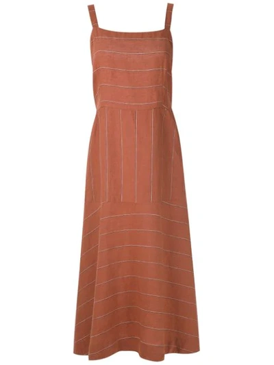 Shop Osklen Striped Mix Midi Dress In Orange