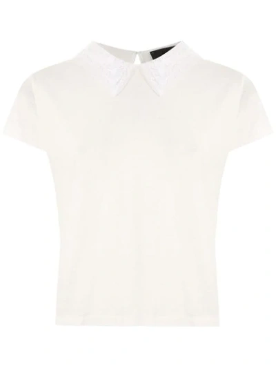 Shop Andrea Bogosian Lace Collar Portugal T-shirt In White