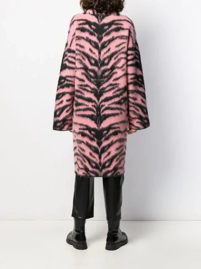 Shop Laneus Zebra Print Cardi-coat In Pink