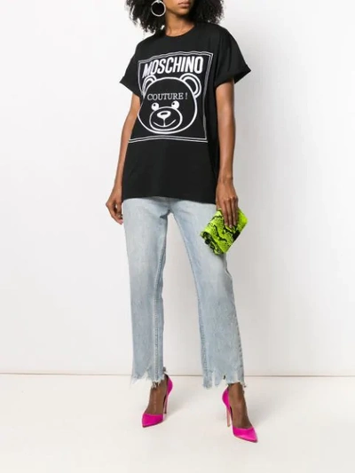 Shop Moschino Teddy Couture Logo T-shirt In Black