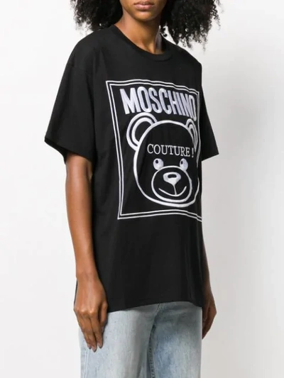 Shop Moschino Teddy Couture Logo T-shirt In Black