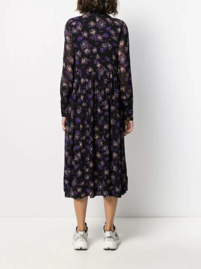 Shop Ganni Midi Floral Dress In Black