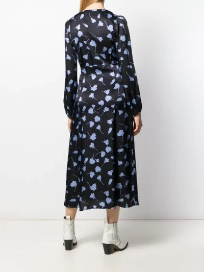 Shop Semicouture Floral Print Midi Dress In Blue