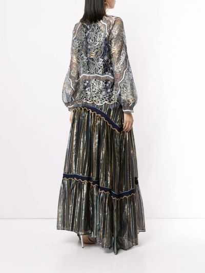 Shop Peter Pilotto Metallic Lace Blouse In Navy