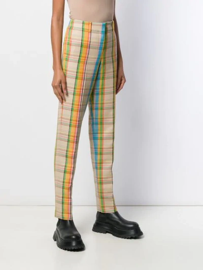 Shop Loewe Checked High-waist Trousers In Neutrals