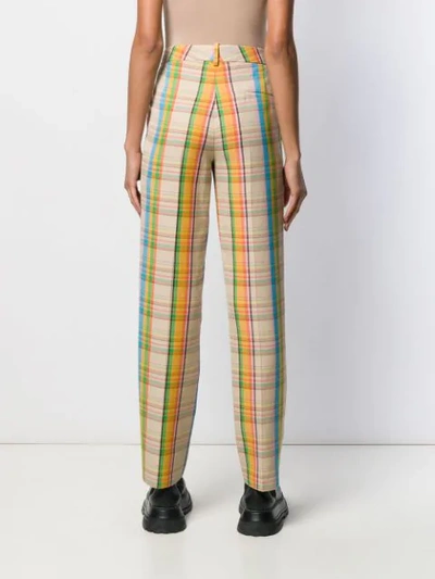 Shop Loewe Checked High-waist Trousers In Neutrals