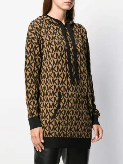 Shop Michael Michael Kors Logo Print Hoodie In Brown