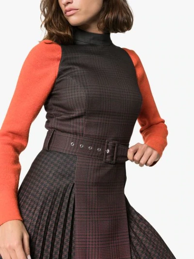 Shop Mary Katrantzou Julia Pleated Checked Midi-dress In Black