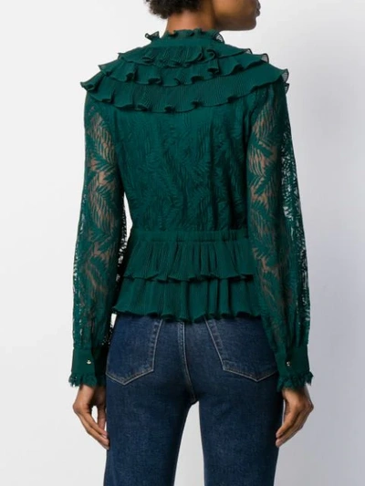 Shop Just Cavalli Ruffled Trimmed Blouse In Green