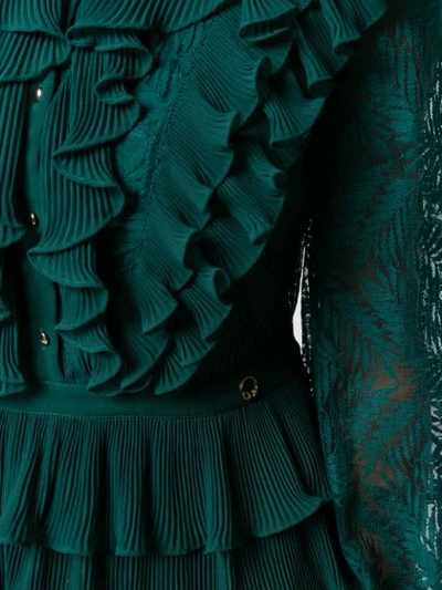 Shop Just Cavalli Ruffled Trimmed Blouse In Green