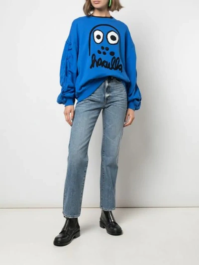 Shop Haculla Monster Print Sweatshirt In Blue