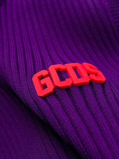 Shop Gcds Ribbed Knit Logo Top In Purple