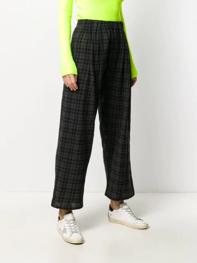 Shop Apuntob Cropped Checked Trousers In Black