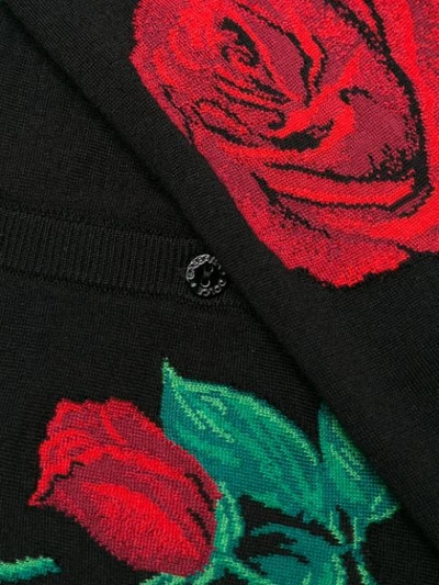 Shop Dolce & Gabbana Roses Intarsia Knitted Cardigan In Black