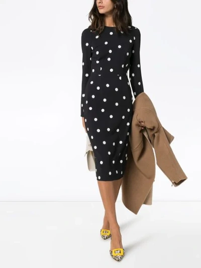 Shop Dolce & Gabbana Cady Polka-dot Midi Dress In Black