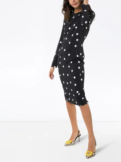 Shop Dolce & Gabbana Cady Polka-dot Midi Dress In Black