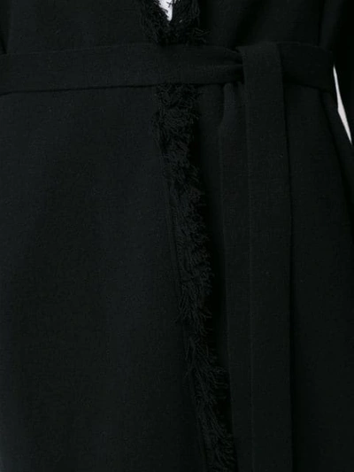 Shop Giorgio Armani Fringe Trimmed Coat In Black