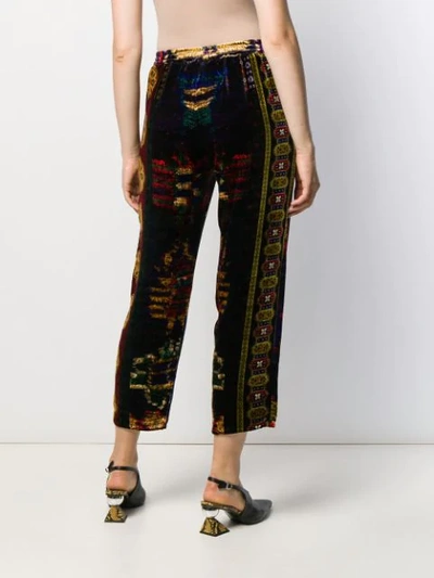 Shop Pierre-louis Mascia Cropped Velvet Trousers In Blue