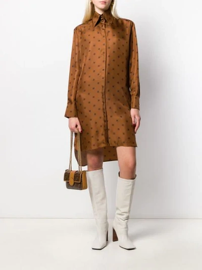 Shop Fendi Karligraphy Motif Printed Shirt Dress In Brown