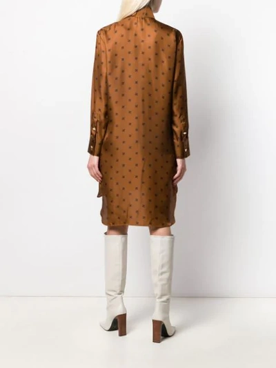 Shop Fendi Karligraphy Motif Printed Shirt Dress In Brown