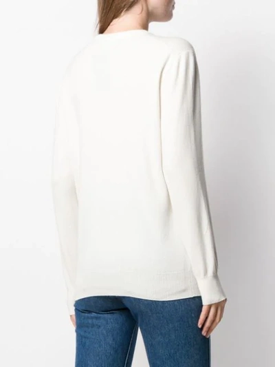 Shop Dolce & Gabbana Embroidered Crew Neck Sweater In White