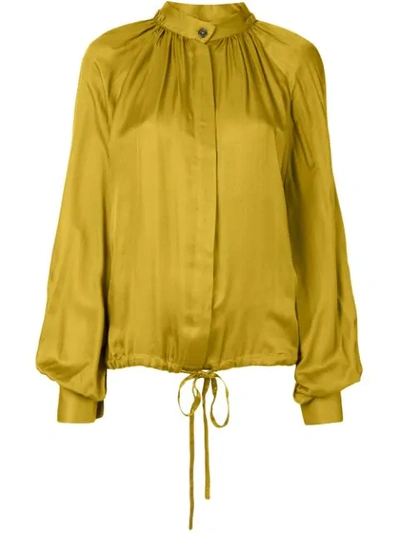 Shop Ann Demeulemeester Long-sleeved Drawstring-hem Blouse In Yellow