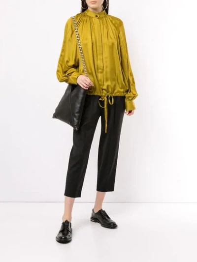 Shop Ann Demeulemeester Long-sleeved Drawstring-hem Blouse In Yellow