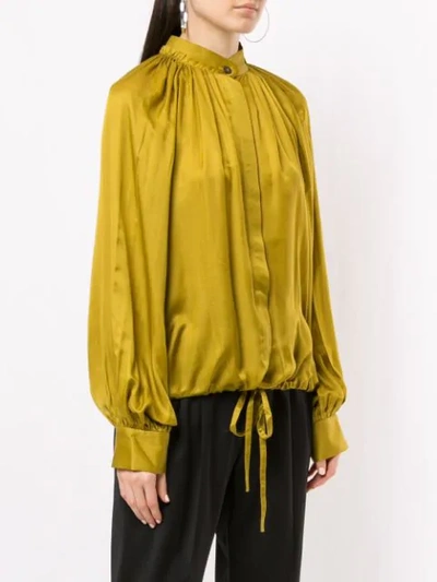 Shop Ann Demeulemeester Long-sleeved Drawstring-hem Blouse In Yellow