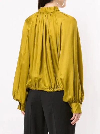 Shop Ann Demeulemeester Long-sleeved Drawstring-hem Blouse In Yellow