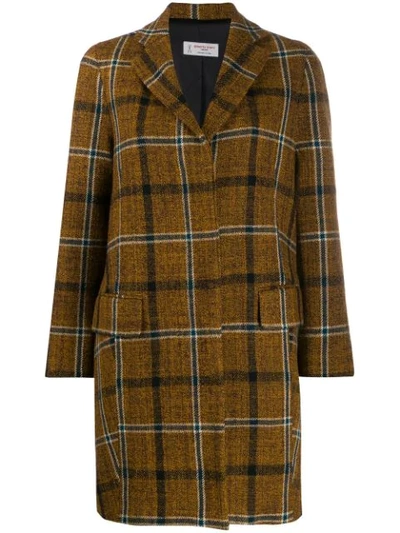 Shop Alberto Biani Single-breasted Plaid Coat In Neutrals