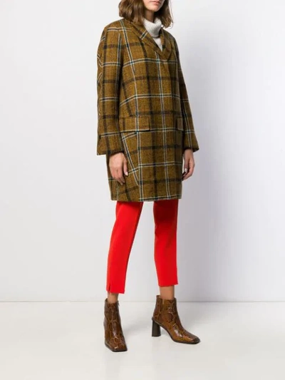 Shop Alberto Biani Single-breasted Plaid Coat In Neutrals