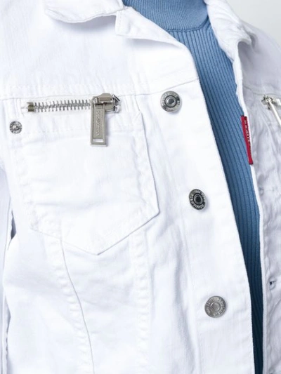 Shop Dsquared2 Zipped Pocket Denim Jacket - White