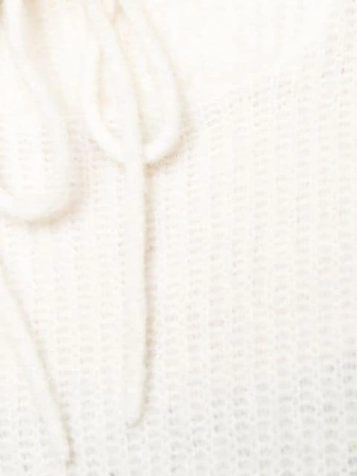 Shop Ganni Ribbed Knitted Hoodie In White