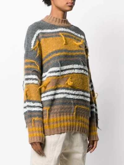 Shop M Missoni Gestreifter Distressed-pullover In Yellow