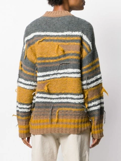 Shop M Missoni Gestreifter Distressed-pullover In Yellow