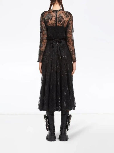 Prada Lace Long Sleeve Dress In Black | ModeSens