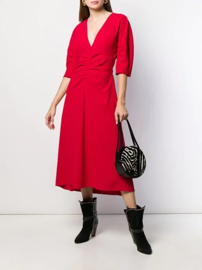 Shop N°21 Ruched Midi Dress In Red