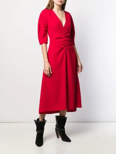 Shop N°21 Ruched Midi Dress In Red
