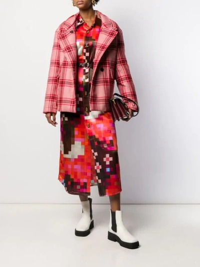 Shop Marni Checked Single-breasted Coat In Red