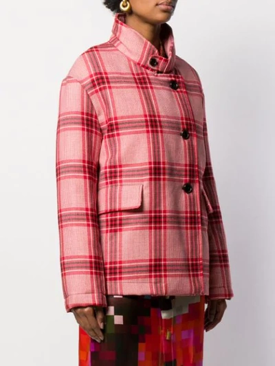 Shop Marni Checked Single-breasted Coat In Red