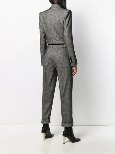 Shop Tom Ford Double Breasted Cropped Leg Jumpsuit In Grey